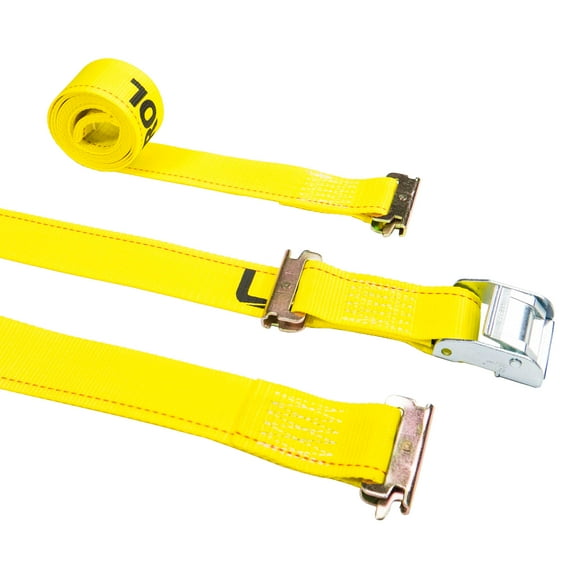 2" x 12' Yellow E-Track Cam Strap w/Double-Fitted End