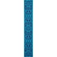 thumbnail image 1 of 2' x 13' Turquoise Blue Floral Rectangular Rug Runner, 1 of 6