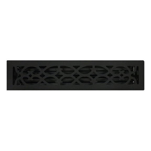 2" x 14" (3.5" x 15.25" Overall Size) Flat Black Victorian Register with Damper (HVAC Vent Cover)