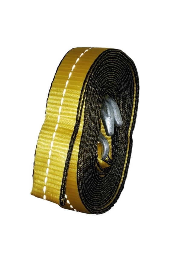 2" x 15' Everest Tow Strap withForged Hook, Reflective Webbing, Padded Loop Ends, Yellow, 3333lbs WLL, 1pk