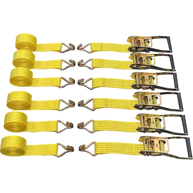 2 X 15 Ratchet Tie Down Straps 6pk 5000 Lbs Break Strength Cargo Hauling