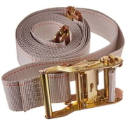 2" x 16' Durable Ratcheting Strap Cargo TieDown for E Track, Heavy Duty Grey Polyester Tie-Down Ratchet Strap, ETrack Spring Fittings, Tie Down Motorcycles, Trailer Loads, by DC Cargo Mall