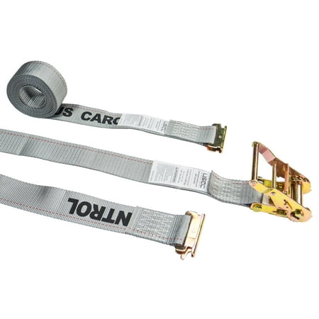 2" x 16' Gray E Track Ratchet Straps w/ Spring E-Fittings | 4' Fixed