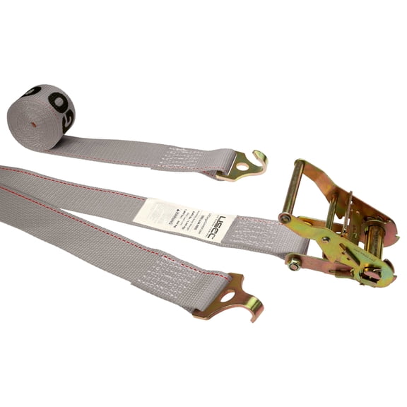 2" x 16' Gray Plate Trailer Strap w/ F-Hook And Ratchet