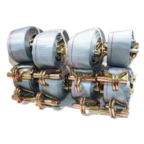 2" x 16 ft. Van Ratchet Straps Logistic E-Track w/ Spring E Fittings & Wire J Hooks 8 PACK | R16EW