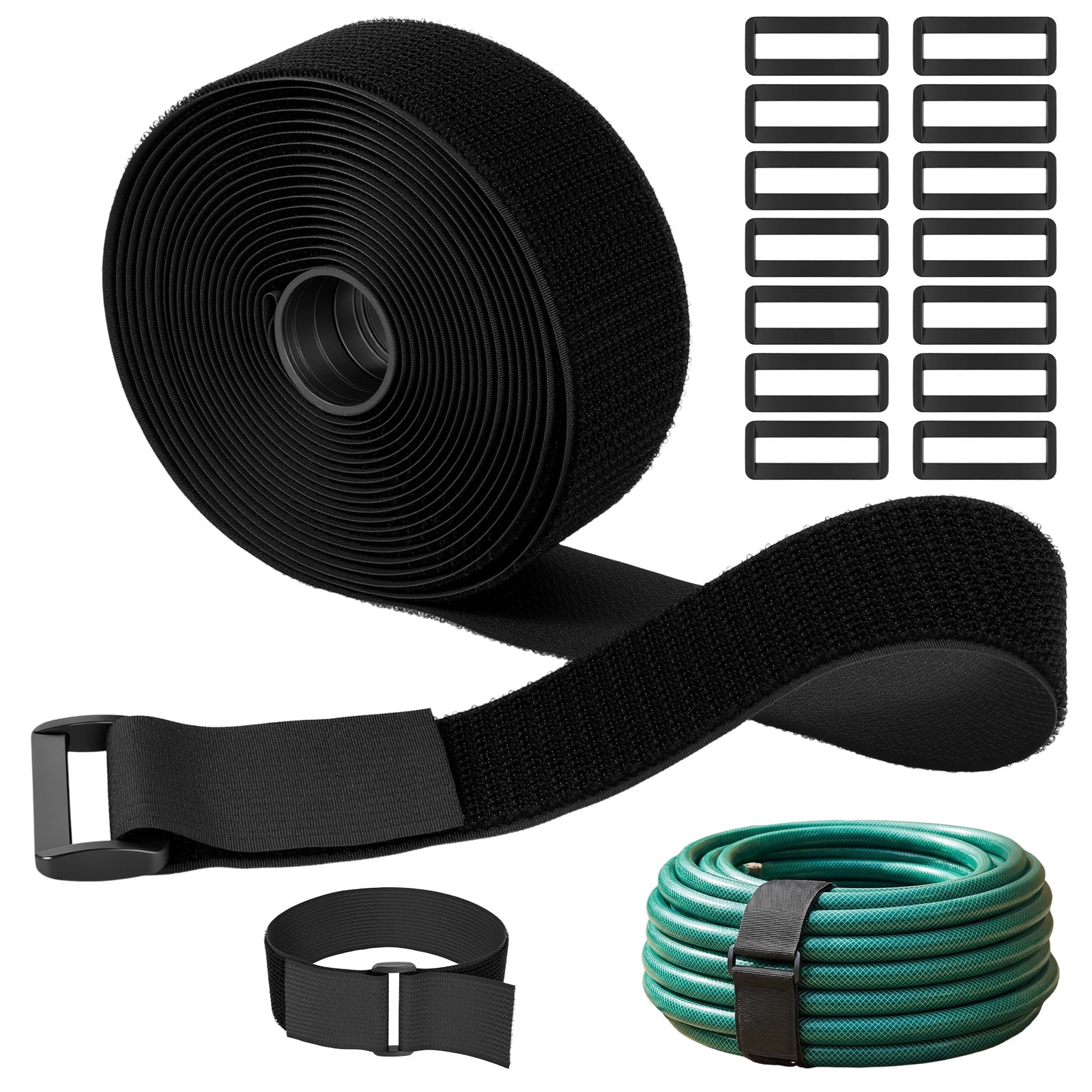 32.8 Ft Hook & Loop Cable Strap Roll With 25 Buckles – 0.8 Inch Wide, Cut-to-Length Nylon Organizer