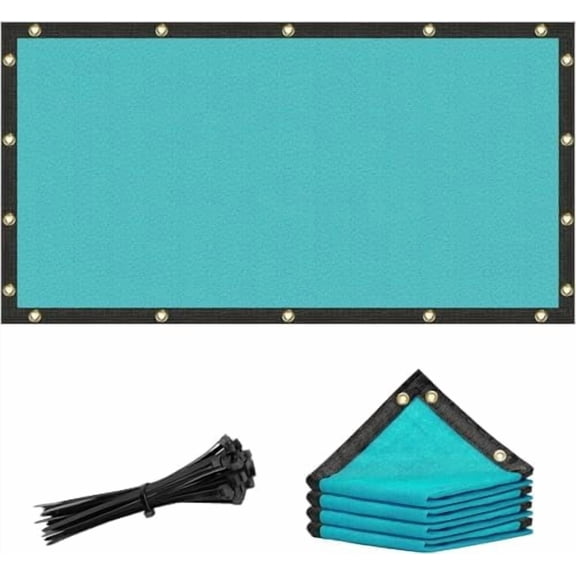 2' x 17' Turquoise Custom Size Shade Cloth with Grommets - 90% Sunblock, Durable Mesh Fabric Tarp for Dog Kennel Cover, Fence Privacy Screen, Greenhouse, Chicken Coop & Pet Playpen.
