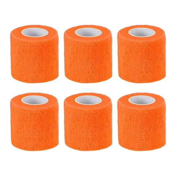 2" x 177" 6 Pcs Self Adhesive Bandage Wrap Elastic Self Tape Sport Bright Orange