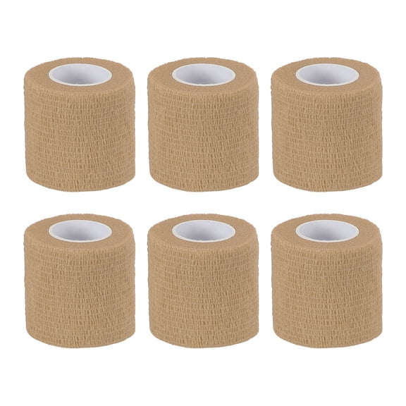2" x 177" 6 Pcs Self Adhesive Bandage Wrap Elastic Self Tape Sport Light Skin Color