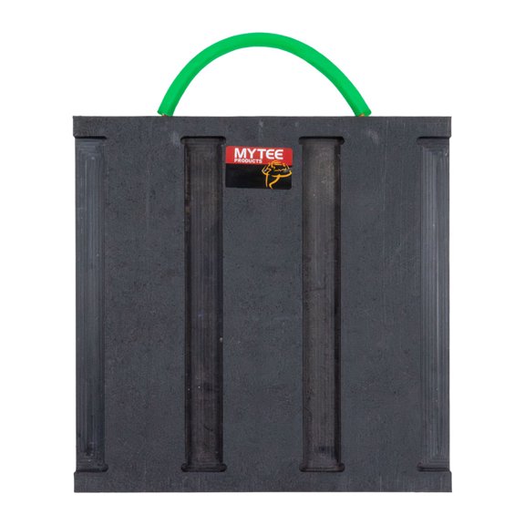 2" x 18" x 18" Black Cribbing Block Bottom Plate with Interlocking Top - 29.5 Tons Load Capacity, High-Density UHMWPE, Non-Slip Surface for Heavy Equipment & Outrigger Support