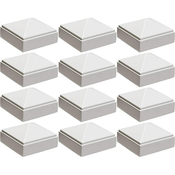 2" x 2" Aluminium Pyramid Post Cap for Metal Posts - Pressure Fit - White (12 Pack)