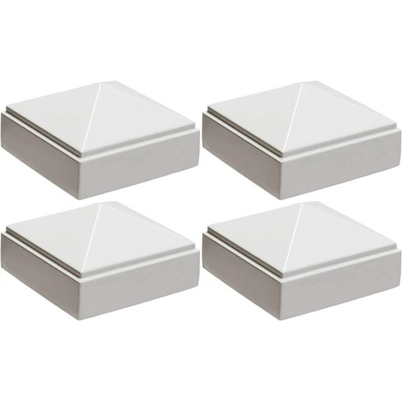 2" x 2" Aluminium Pyramid Post Cap for Metal Posts - Pressure Fit - White (4 Pack)
