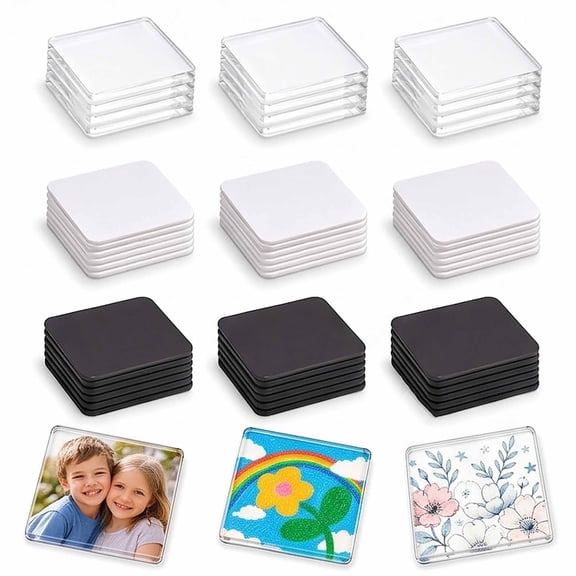 2" x 2" Clear Acrylic DIY Fridge Magnet Set with Adhesive Backing, Acrylic Photo Magnet Kit for Refrigerator, Whiteboard & Locker Decor, Craft Magnets for Photos, Artwork & Keepsakes (15pcs)