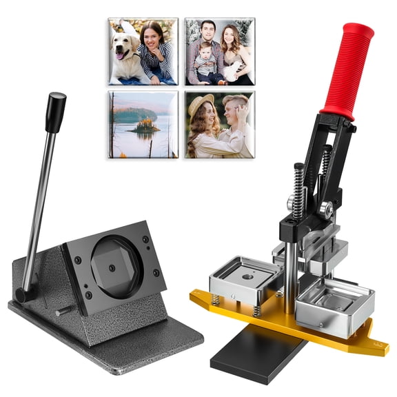 2 x 2 in Fridge Magnet Maker Machine, DIY Square Photo Magnet Press Kit with Paper Cutter & 200 Sets Materials for Refrigerator Magnets, Crafts, Gifts and Business
