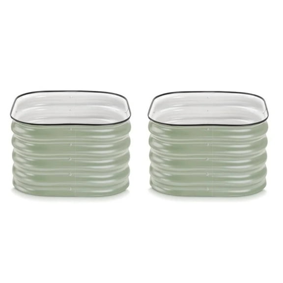 Epic Gardening 2' x 2' Metal Raised Garden Bed, 2 Pack, Outdoor Garden Planter Box, Mist Green