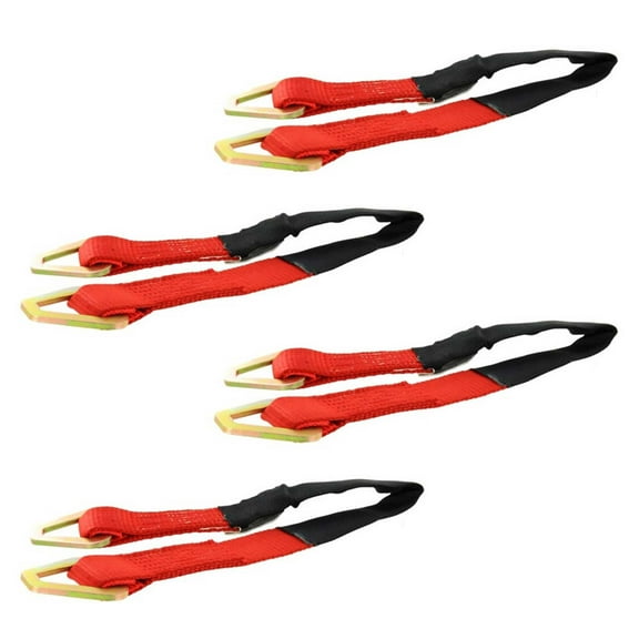 2" x 2' Red Axle Strap w/ 2" Stamped D-Rings - 4 Pack