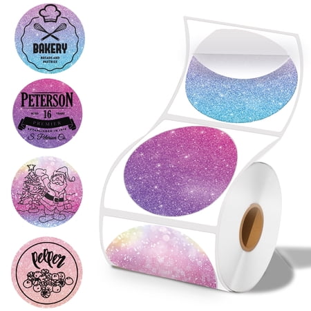 2 x 2 Round Thermal Labels, 2 inch Round Thermal Sticker Labels for Business and Home, for Label Printer, for M110/M220/M221 Label Maker,140 Labels for Printer, Starry Pink Purple