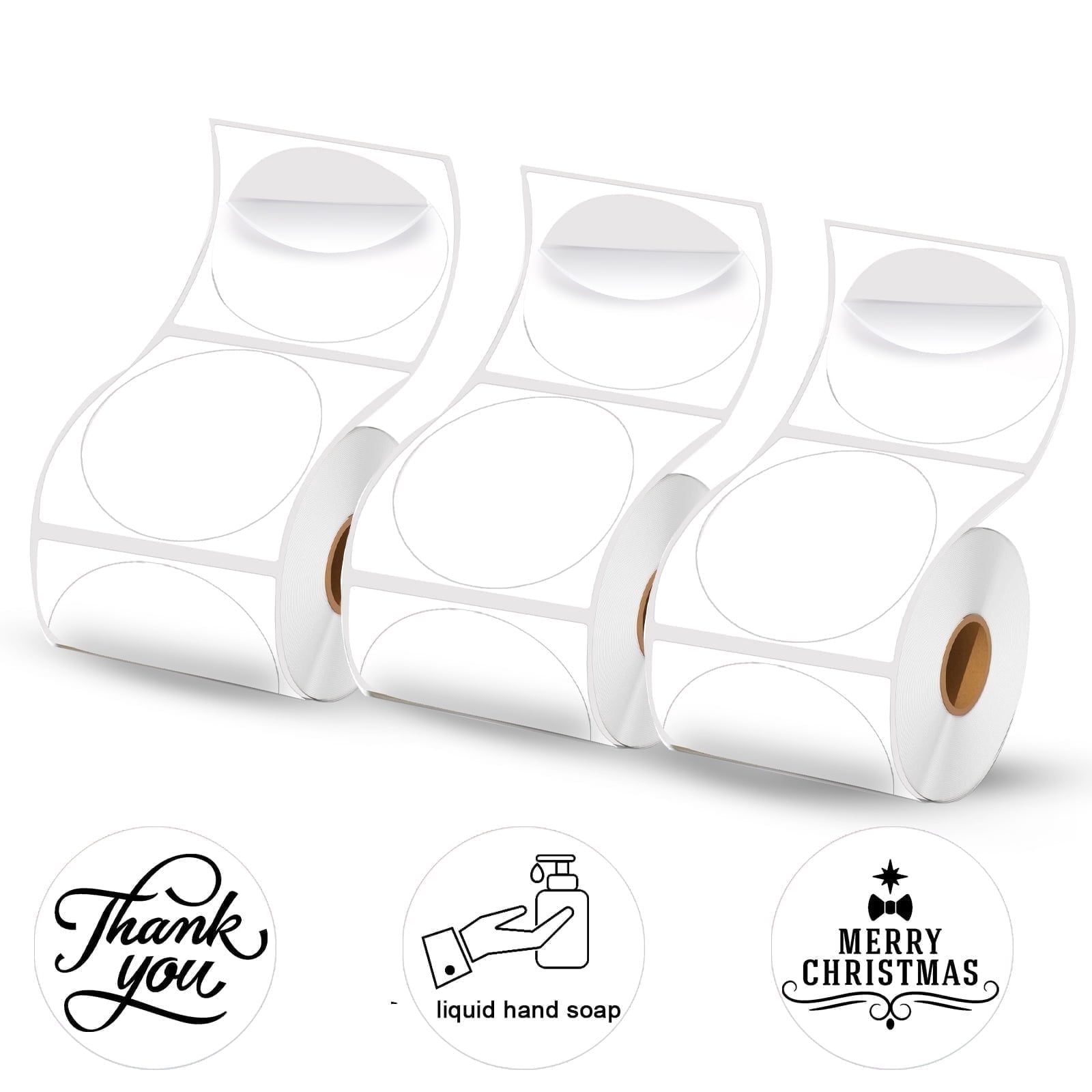 WONLABEL, 2 x 2 Round Thermal Labels, 1.96''√ó1.96'', 420 Labels/3 Roll ...