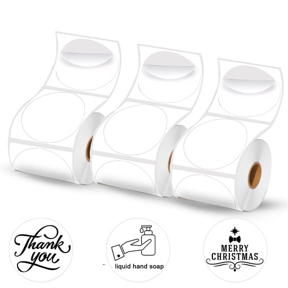 2 x 2 Round Thermal Labels, 2 inch Round Thermal Sticker Labels for Business and Home, for Label Printer, for M110/M220/M221 Label Maker420 Labels/3Roll for Printer, White