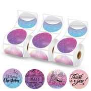 2 x 2 Round Thermal Labels, 2 inch Round Thermal Sticker Labels for Business and Home, for Label Printer, for M110/M220/M221 Label Maker，420 Labels for Printer, Starry Pink Purple