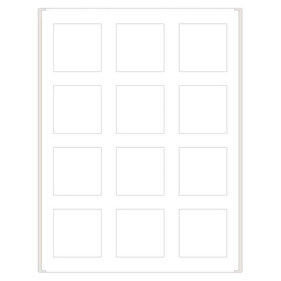 2" x 2" Square Labels for Laser/Inkjet, Permanent Adhesive, White Matte (1200 Labels)