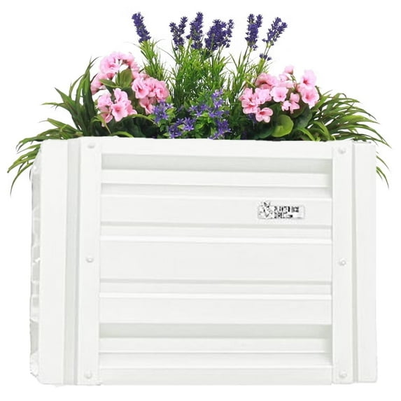 2 x 2 Square Metal Planter Box Durable Raised Garden Bed in Galvalume Steel 24 x 24" With 18" Inch High Walls (Brilliant White)