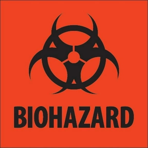 2 x 2 in. - Biohazard Fluorescent Red Labels