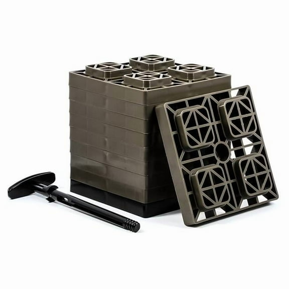 2 x 2 in. FasTen Leveling Block with T-Handle, Brown - Pack of 10