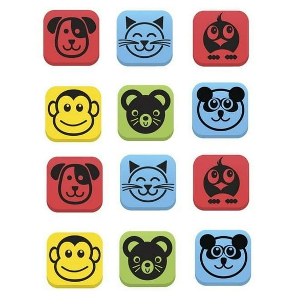 2 x 2 in. Magnetic Dry Erasers, Animals - Set of 12