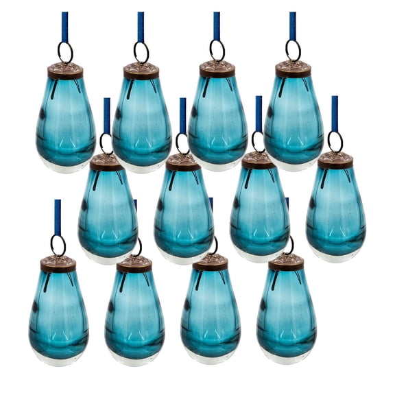 2" x 2" x 3.7" Luster Tear Drop Ornament, Glass Decorative Hanging Christmas Tree Ornaments for Holiday Party Decorations, Set of 12
