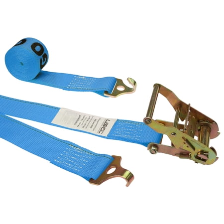 US Cargo Control, F Hook Ratchet Strap, 2 Inch Wide X 20 Foot Long, 2 Inch Ratchet Strap, F Hook Tiedown Strap, Plate Trailer Strap, Logistic Strap with F Hooks, Blue Ratchet Strap