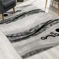 thumbnail image 1 of 2â€™ x 20â€™ Gray and Black Abstract Waves Runner Rug, 1 of 9
