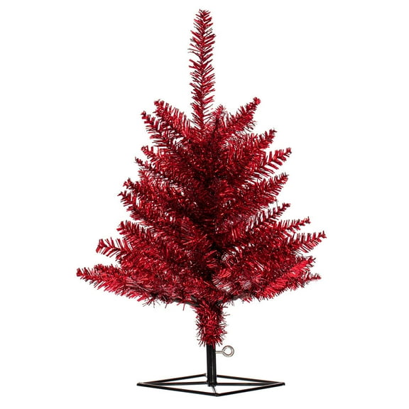 2 x 20" Tinsel Red Fir Tree 84Tips