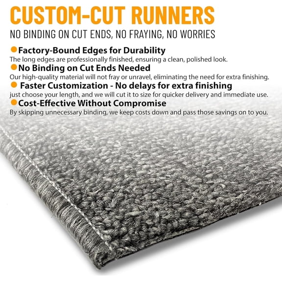 2' x 24' Ultra-Thin Hallway Runner Rug - Non-Slip Carpet for High-Traffic Areas - Fits Under Doors for Seamless Entry - Ideal for Kitchen, Entryway, Bedroom & Living Room, Gray
