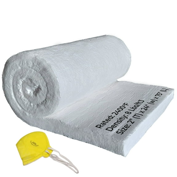 2" x 24" x 6.20' - Ceramic Fiber Blanket - Density-8lb - 2400F - Fireproof Ceramic Fiber Blanket