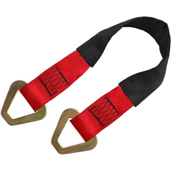 2" x 29" Axle Tie Down Strap with D Rings, Heavy Duty Auto Axle Straps with Protective Sleeves 6614 Lb. Capacity, Adjustable Tire Strap Tie Down for Securing Transport (Red)