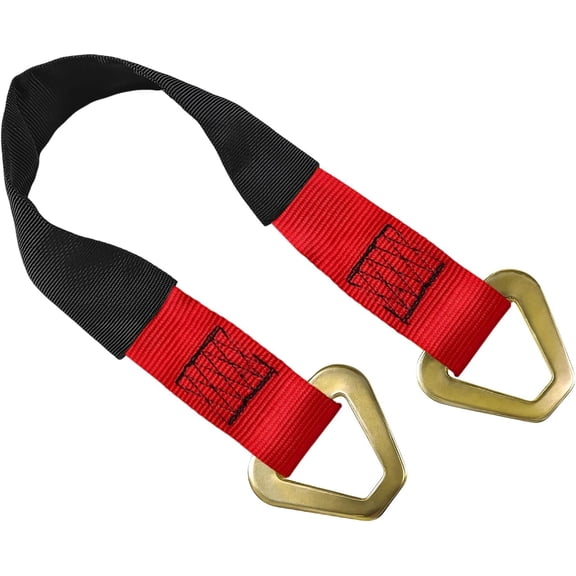 2" x 29" Axle Tie Down Strap with D Rings, Heavy Duty Tire Wheel Tie-Down with Protective Sleeve, 6614 Lbs Adjustable Axle Tow Strap for Securing Transport (Red)