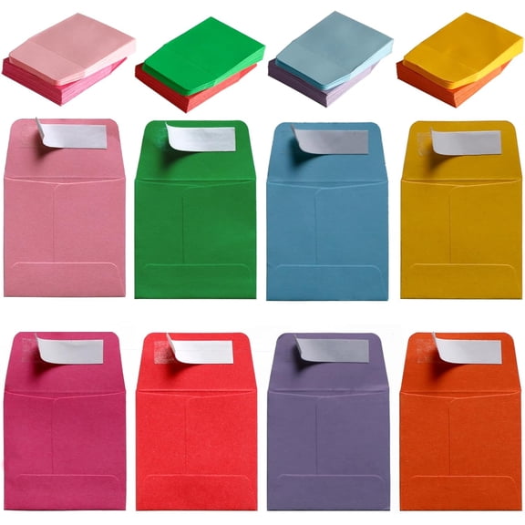 2 x 2Inches Tiny Coin Envelopes - Self Seal 128-Count Mini Envelopes, Bulk Small Envelope Pockets for Seeds, colorful