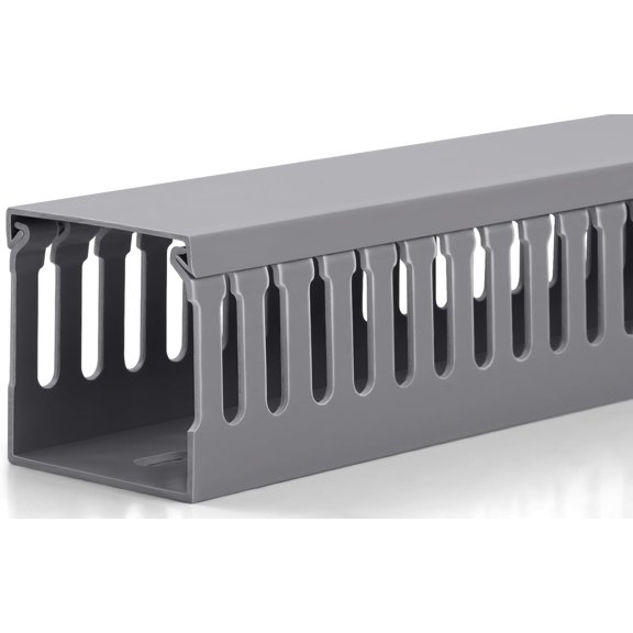 2 x 2in Professional Server Rack Cable Management Raceway, 99in(6X L16.5in) Cable Raceway Kit, Electrically Safe PVC Open Slot Wire Raceway for Under Desk/Computer/Network Cords, Grey