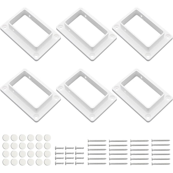 2 x 3.5 White Vinyl Fence Brackets, Slotted Handrail Bracket Kit with Screws for Decking Railing, Mount to Wall or Other Vertical Flat Surface, Pack of 6