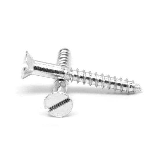 #2 x 3/8" Wood Screw Slotted Flat Head Low Carbon Steel Zinc Plated Pk 100