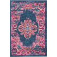 thumbnail image 1 of 2â€™ x 3â€™ Blue and Pink Medallion Scatter Rug, 1 of 8