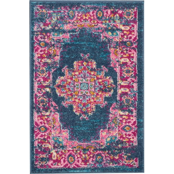 2â€™ x 3â€™ Blue and Pink Medallion Scatter Rug
