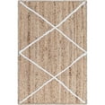 thumbnail image 1 of 2' x 3' Brown and Ivory Geometric Hand Braided Rectangular Area Throw Rug, 1 of 8