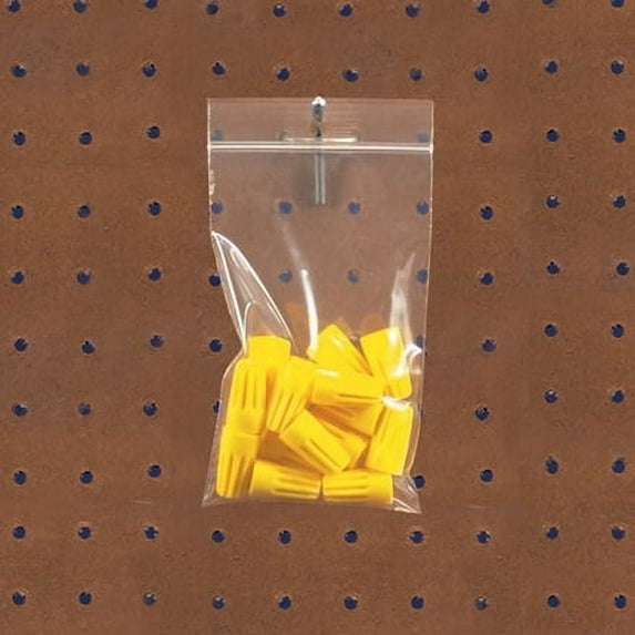 2 x 3" Clear Reclosable Poly Bag w/ Hang Hole 4 Mil Zip Plastic Baggies 1000/Pk