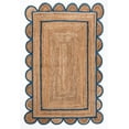 thumbnail image 1 of 2 x 3 Feet ( 60 cm x 90 cm ) Natural Jute with Blue Scalloped Area Rugs , Home Decor Rugs, 1 of 4