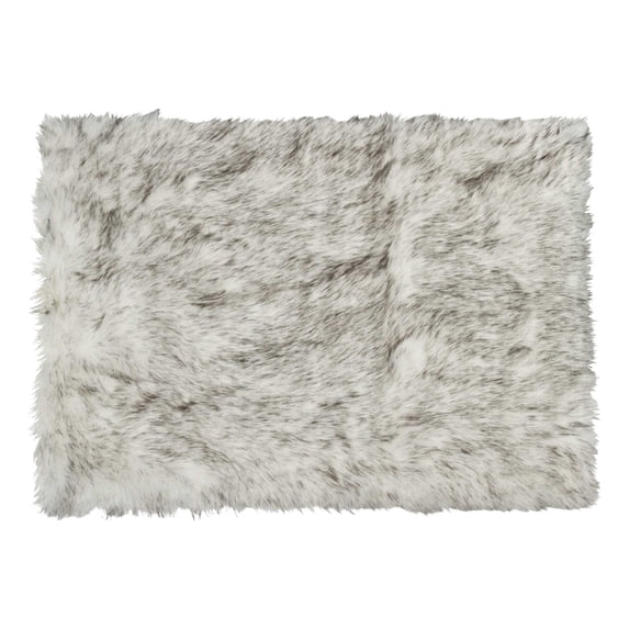2" x 3" Gradient Grey Faux Fur Rectangular Area Rug