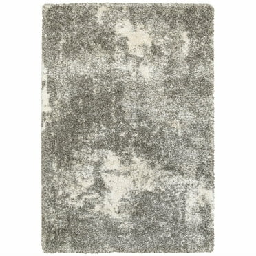 2â€™ x 3â€™ Gray and Ivory Distressed Abstract Scatter Rug