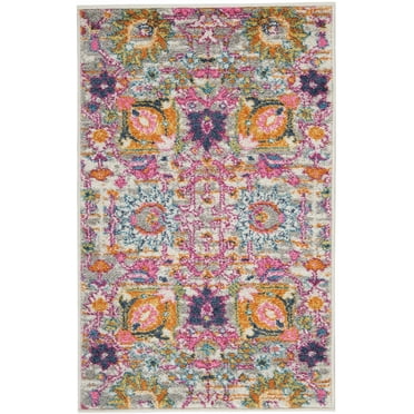 2â€™ x 3â€™ Gray and Pink Distressed Scatter Rug