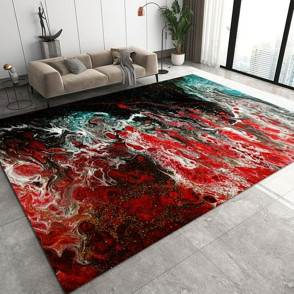 2' x 3' Horror Bloody Halloween Rug for Living Room Bedroom, Abstract Marble Texture Home Indoor Area Rug, Non Slip Noise Reduction Carpet for Front Entrance Floor Decor